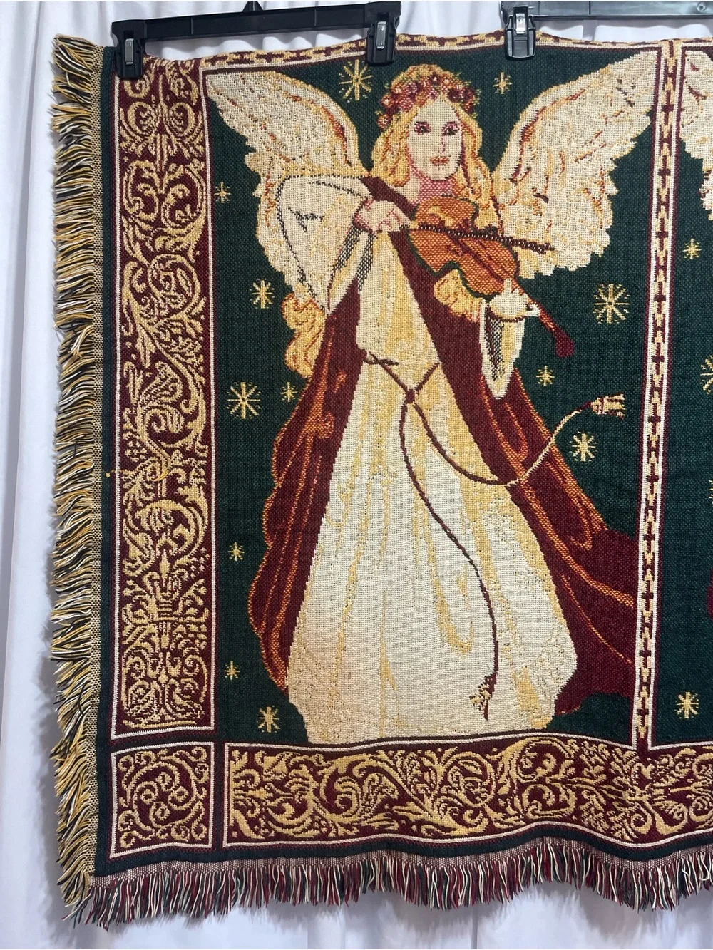 Goodwin Weavers Musical Angels Woven Tapestry Throw Blanket Cotton 70